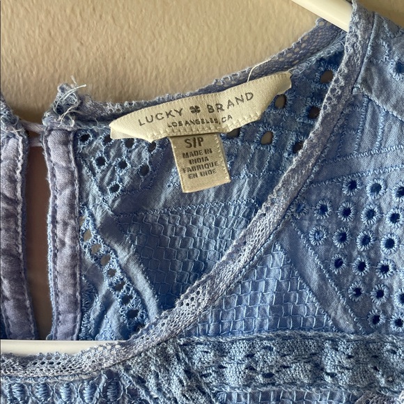 Lucky Brand Light Blue Eyelet Blouse - Picture 3 of 4